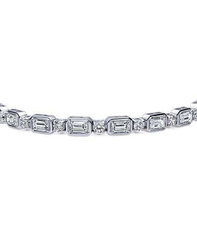 Sterling Silver Art Deco Cubic Zirconia CZ Statement Tennis Bracelet for Women, Rhodium Plated 7.5 inch $43.05 Bracelets