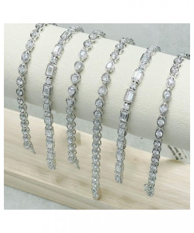 Sterling Silver Art Deco Cubic Zirconia CZ Statement Tennis Bracelet for Women, Rhodium Plated 7.5 inch $43.05 Bracelets