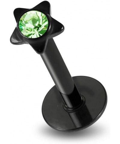 Gem Star Shape Push Fit Black Anodized Surgical Steel Madonna Labret Body jewelry Light Green $9.00 Body Jewelry