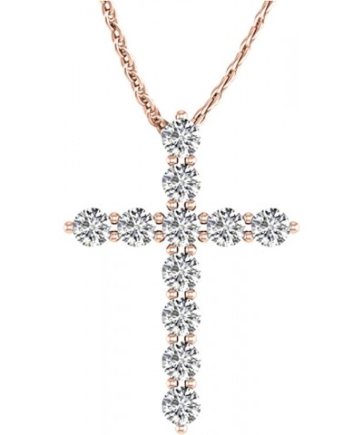 IGI Certified LAB-GROWN Cross Diamond Pendant Necklace 4 Prong Value Collection (H-I Color VS1-VS2 Clarity) 20" Gold Chain 14...