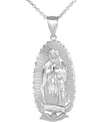 925 Sterling Silver Blessed Our Lady of Guadalupe Miraculous Medal Pendant Necklace 22.0 Inches Large $21.44 Necklaces