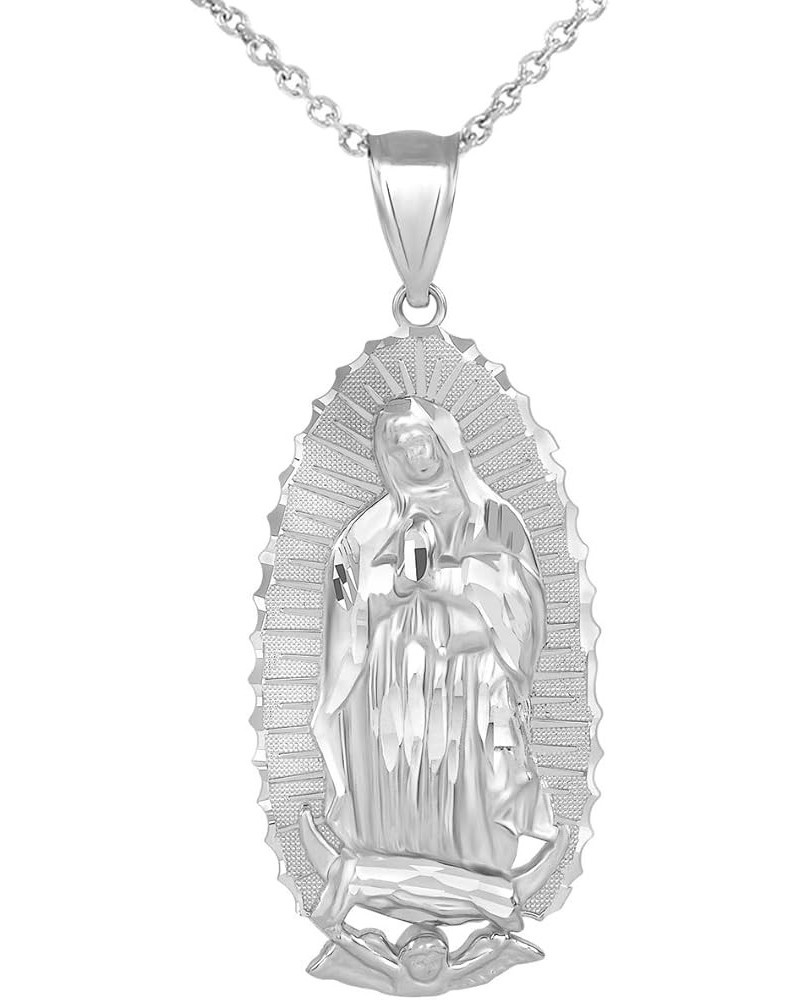 925 Sterling Silver Blessed Our Lady of Guadalupe Miraculous Medal Pendant Necklace 22.0 Inches Large $21.44 Necklaces