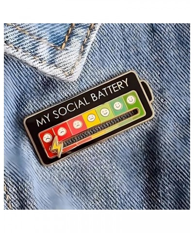 2Pcs Funny Social Mood Brooch Pin for 7 Days, Interactive Mood Pins, Social Battery Pin for Women, Funny Interactive Enamel P...