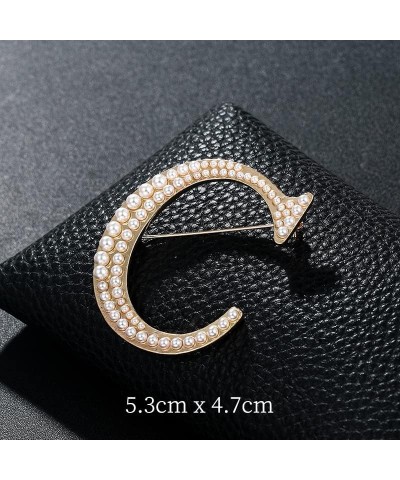 Gold Initial Letter A-Z Brooch Pin Imitation Pearl Initial Letter Pin Gold 26 Alphabets Badges Breastpin for Women Girls Clot...