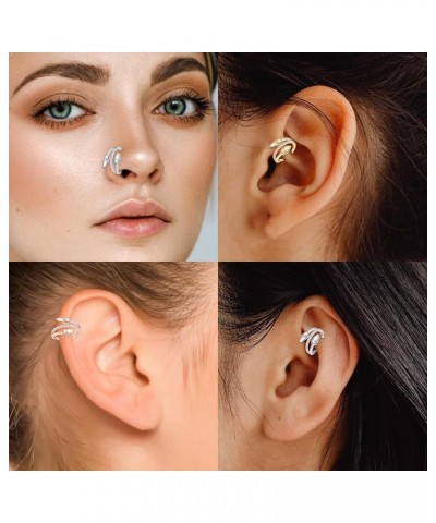 16G Nose Conch Ring Surgical Steel Helix Conch Tragus Earrings Cross Heart Design Hinge Segment Ring for Women Men Silver-Sna...