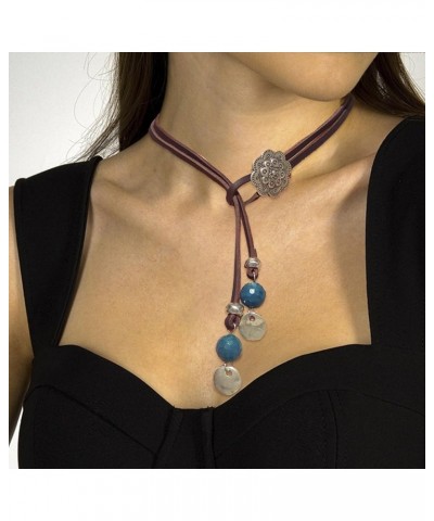 Boho Necklace for Women Trendy Layered Suede Choker Necklaces Boho Jewelry Gifts for Women Long Necklaces for Women Christmas...