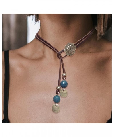 Boho Necklace for Women Trendy Layered Suede Choker Necklaces Boho Jewelry Gifts for Women Long Necklaces for Women Christmas...