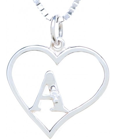 Sterling Silver Diamond Pendant Heart & Letter Letter A $34.30 Necklaces