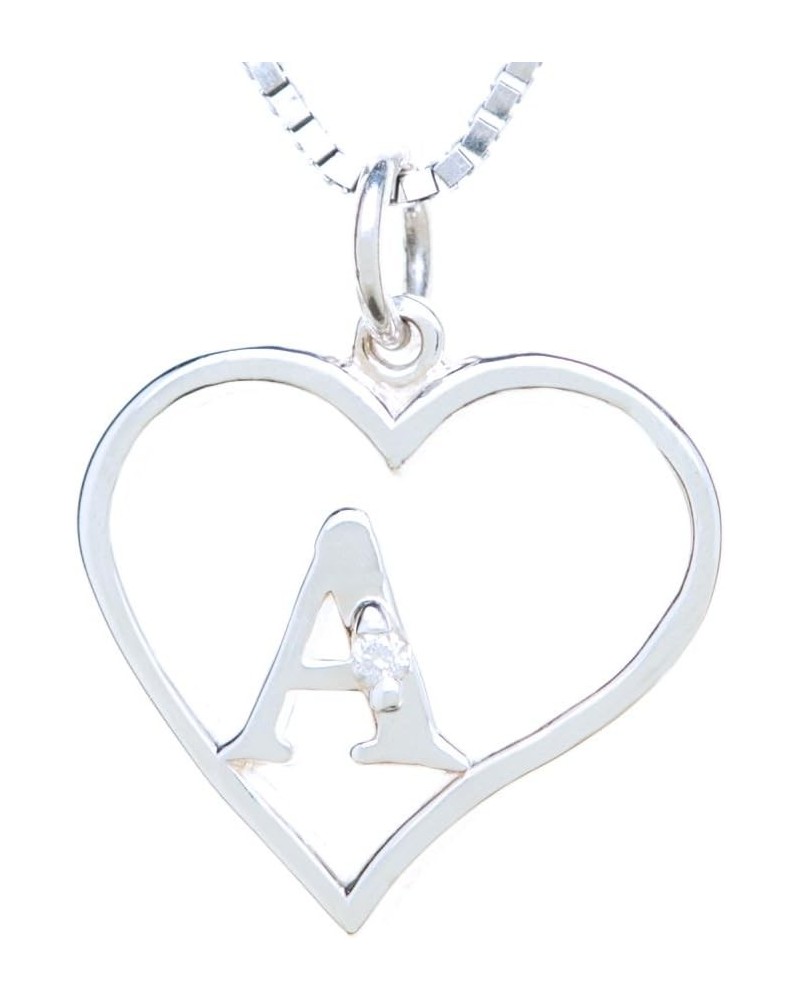 Sterling Silver Diamond Pendant Heart & Letter Letter A $34.30 Necklaces