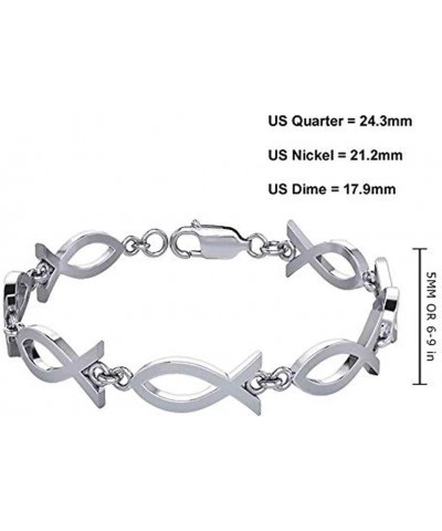 And Gems 925 Sterling Silver Ichthys Religious Jesus Fish Link Bracelet 7.0 Inches $32.25 Bracelets