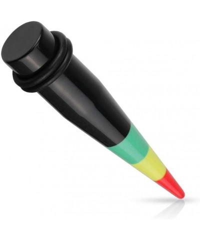 Rasta Stripe Acrylic Taper with O-Rings 6GA (4mm) $10.25 Body Jewelry