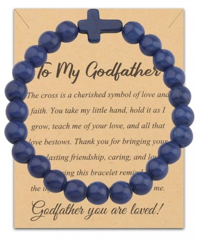 Godfather Gift Bracelet Godfather Cross Charm Natural Stone Bracelet Godfather Thank You Gift from Godchild Godfather Jewelry...