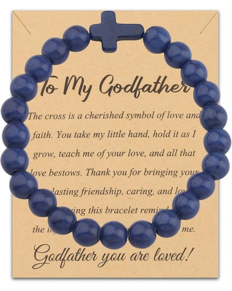 Godfather Gift Bracelet Godfather Cross Charm Natural Stone Bracelet Godfather Thank You Gift from Godchild Godfather Jewelry...