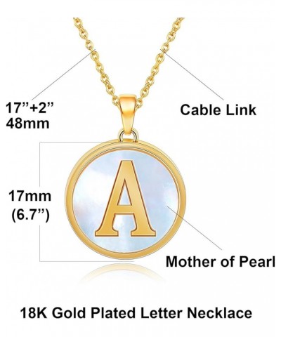 18K Gold Plated Initial Necklace Mother of Pearl Alphabet Pendant Necklace for Women Men 18" Chian Z-Letter $10.63 Necklaces