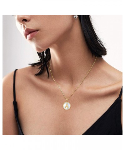 18K Gold Plated Initial Necklace Mother of Pearl Alphabet Pendant Necklace for Women Men 18" Chian Z-Letter $10.63 Necklaces