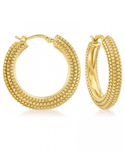 Italian 18kt Gold Over Sterling Beaded Hoop Earrings $49.82 Earrings