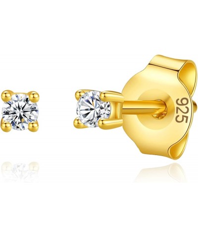 925 Sterling Silver 4 Prong Pure Brilliance Cubic Zirconia Stud Earrings Hypoallergenic Gold 2mm Sterling Silver $8.75 Earrings