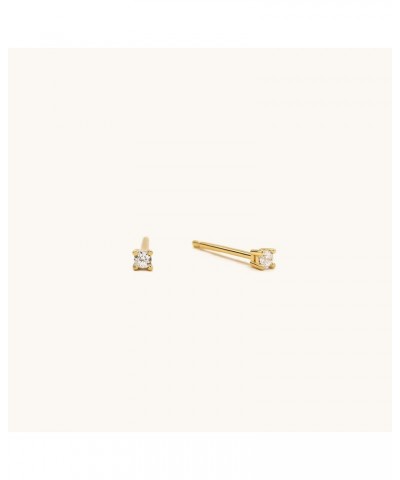 925 Sterling Silver 4 Prong Pure Brilliance Cubic Zirconia Stud Earrings Hypoallergenic Gold 2mm Sterling Silver $8.75 Earrings