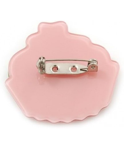 Baby Pink/Lime Green Austrian Crystal Acrylic 'Cupcake' Pin Brooch - 40mm Across $10.60 Brooches & Pins