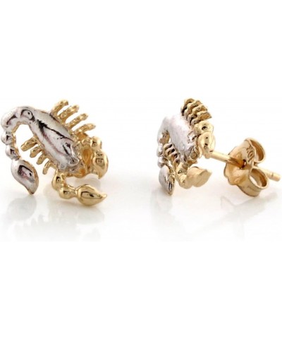 14k Two-Tone Yellow and White Real Gold Scorpion Post Earrings $85.00 Earrings