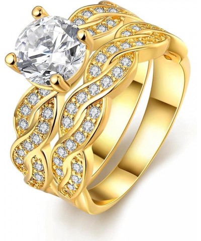 Wedding Ring Sets for Women 1ct aaa Cz 2pcs Engagement Ring Sets Gold $17.48 Sets