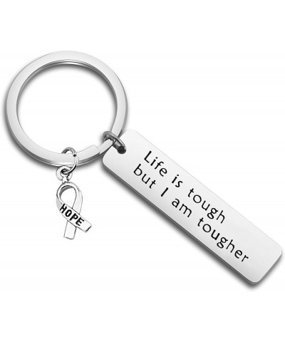 Cancer Survivor Keychain/Bracelet Gift Life is Tough But I Am Tougher Cancer Fighter Gift Silver $6.83 Pendants