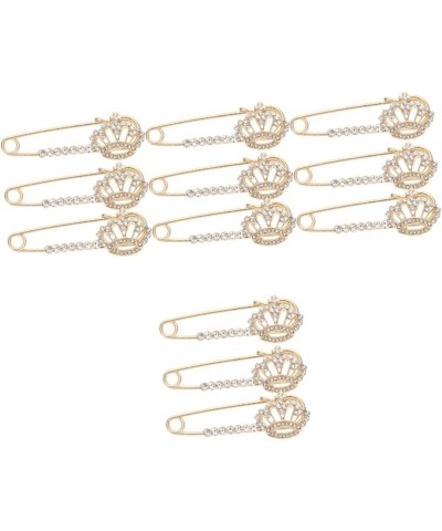 12 Pcs Crown Safety Pin Women Brooch Princess Crown Brooch Pin Cardigan Pin Shirt Clips Cardigan for 6.7X2cmx4pcs Goldenx4pcs...