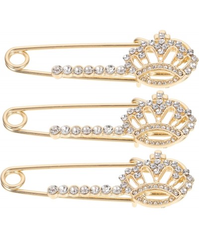 12 Pcs Crown Safety Pin Women Brooch Princess Crown Brooch Pin Cardigan Pin Shirt Clips Cardigan for 6.7X2cmx4pcs Goldenx4pcs...