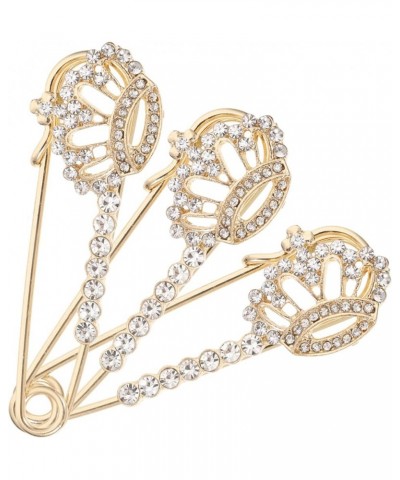 12 Pcs Crown Safety Pin Women Brooch Princess Crown Brooch Pin Cardigan Pin Shirt Clips Cardigan for 6.7X2cmx4pcs Goldenx4pcs...