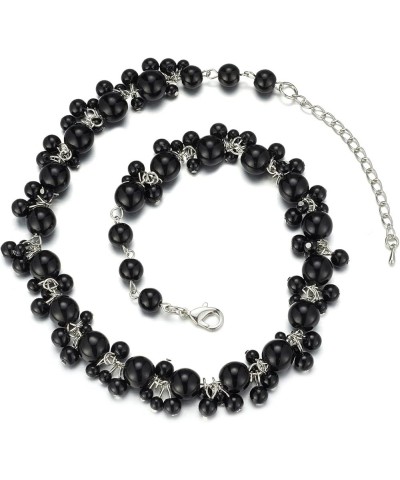 Beaded Pearl Necklace - Elegant Pearl Choker Necklaces for Women Fashion Jewelry Birthday Gift for Mom Black $11.75 Necklaces