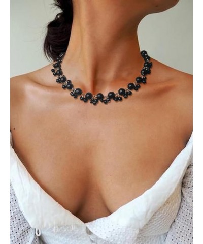 Beaded Pearl Necklace - Elegant Pearl Choker Necklaces for Women Fashion Jewelry Birthday Gift for Mom Black $11.75 Necklaces