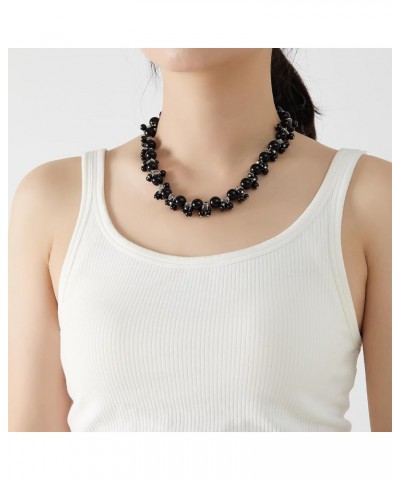 Beaded Pearl Necklace - Elegant Pearl Choker Necklaces for Women Fashion Jewelry Birthday Gift for Mom Black $11.75 Necklaces