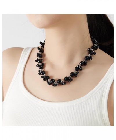 Beaded Pearl Necklace - Elegant Pearl Choker Necklaces for Women Fashion Jewelry Birthday Gift for Mom Black $11.75 Necklaces