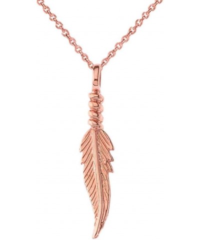 Dainty 14k Rose Gold Feather Charm Pendant Necklace 20.0 Inches $124.69 Necklaces