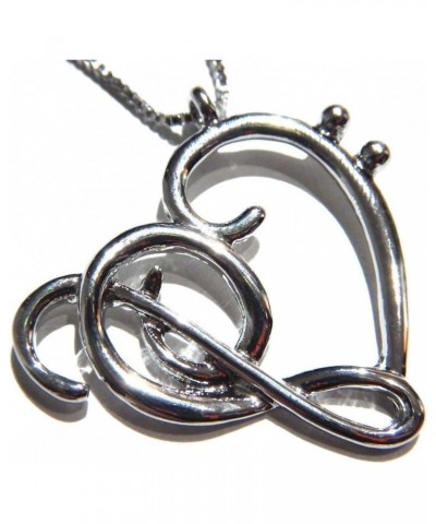 Music Lover Heart Pendant on Chain Necklace Bass & Treble Clef musician $9.68 Necklaces