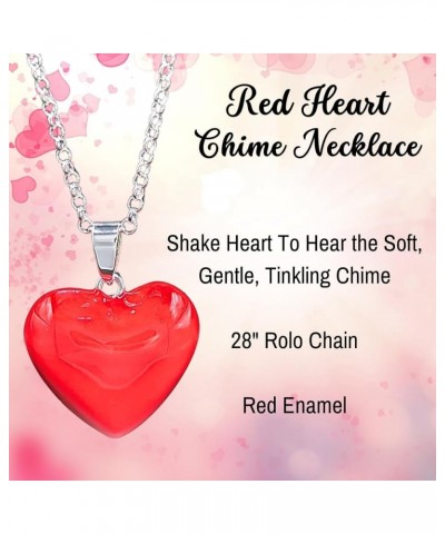 Red Enamel Chime Heart Necklace Angel Caller Harmony Ball Spiritual Jewelry for Women 28" Rolo Chain $24.00 Necklaces