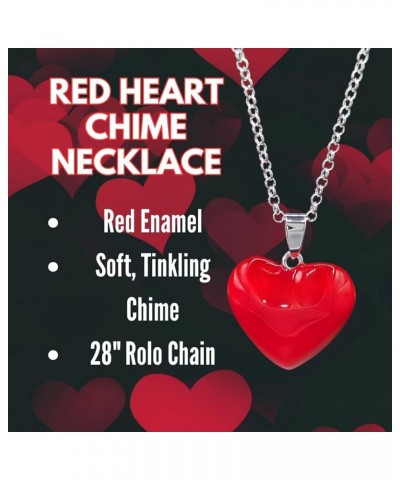 Red Enamel Chime Heart Necklace Angel Caller Harmony Ball Spiritual Jewelry for Women 28" Rolo Chain $24.00 Necklaces