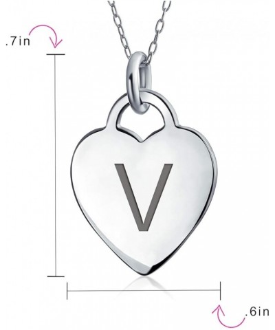 Tiny Minimalist ABC Medium Size Heart Shape Script Or Block Letter Alphabet A-Z Initial Pendant Necklace For Teen For Women ....