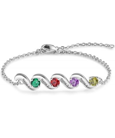 Personalized Mother Birthstones Bracelet with 2-5 Names, Custom Jewelry Gifts for Women Mom Grandma 4 Names $18.69 Bracelets