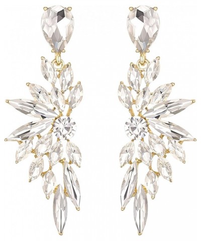 Women's Wedding Bridal Crystal Teardrop Multi Marquise Cluster Bling Dangle Earrings 12-Clear Gold-Tone $9.46 Earrings