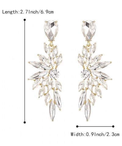 Women's Wedding Bridal Crystal Teardrop Multi Marquise Cluster Bling Dangle Earrings 12-Clear Gold-Tone $9.46 Earrings