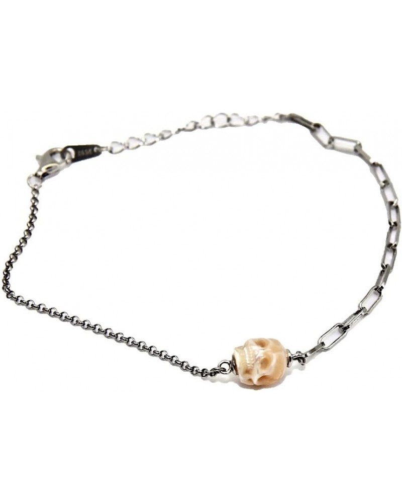 Gothic Skull/Lucky-Dice Pearl silver bracelets for women & men - Adjustable Length 925 Sterling Silver Chain with Intricately...