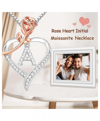 Mother's Day Gifts for Her Rose Gold Heart Necklaces CZ Initial Letter Pendant Jewelry, Anniversary Mothers Day Birthday Chri...