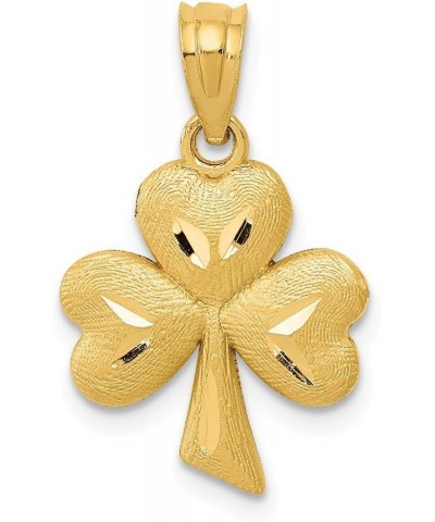 Solid 14k Yellow Gold Shamrock Charm Pendant - 22mm x 12mm $73.92 Pendants