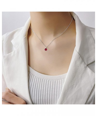 Dainty 12 Birthstone Crystal Pendant Necklace for Women Girls,Platinum Plated S925 Sterling Silver Tiny Simple Single Gemston...