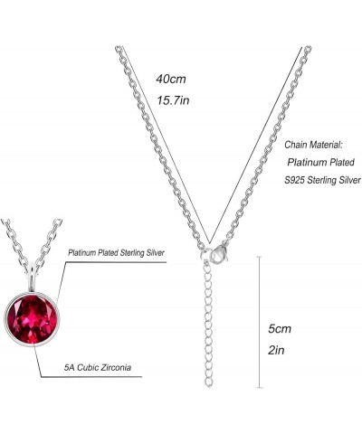 Dainty 12 Birthstone Crystal Pendant Necklace for Women Girls,Platinum Plated S925 Sterling Silver Tiny Simple Single Gemston...