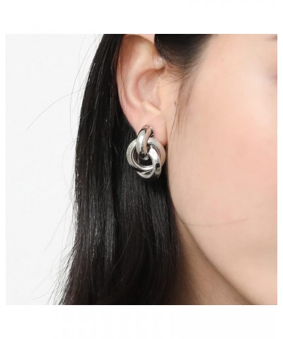 Silver Large Knot Clip On Earrings Statement Drop Clip Earrings for Women Girls No Pierced $5.53 Earrings