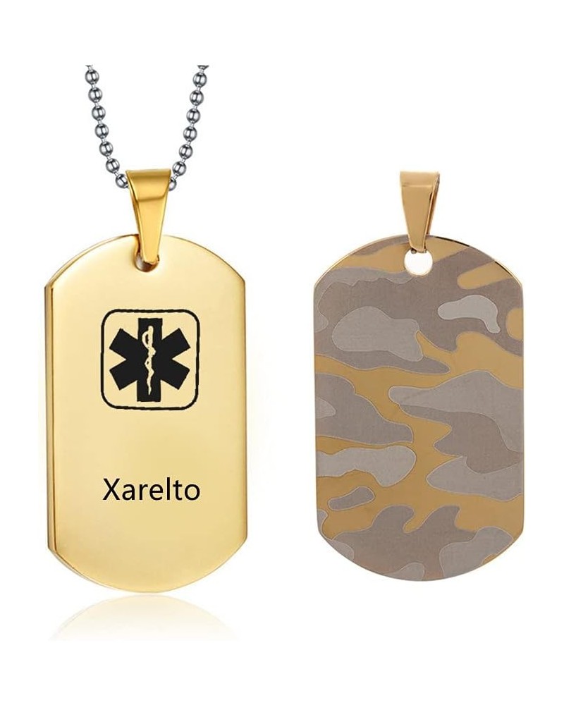 Medical Alert Necklaces for Men Women Stainless Steel Camo Military Dog Tag Emergency ID Identification Pendant Necklace Heal...