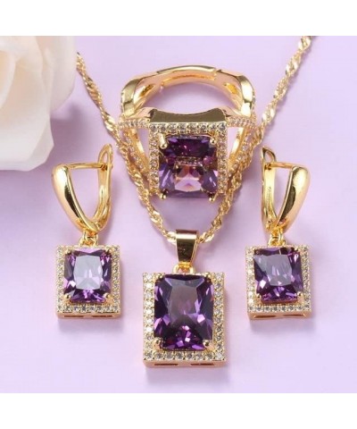 African Yellow-Gold Color Jewelry Sets for Women Black Cubic Zirocnia Ring with Earrings Sets Purple 10 $15.93 Jewelry Sets