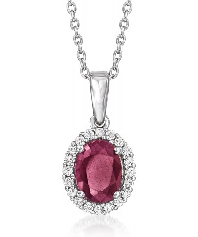 1.60 Carat Ruby and .20 ct. t.w. White Topaz Pendant Necklace in Sterling Silver. 18 inches $39.48 Necklaces